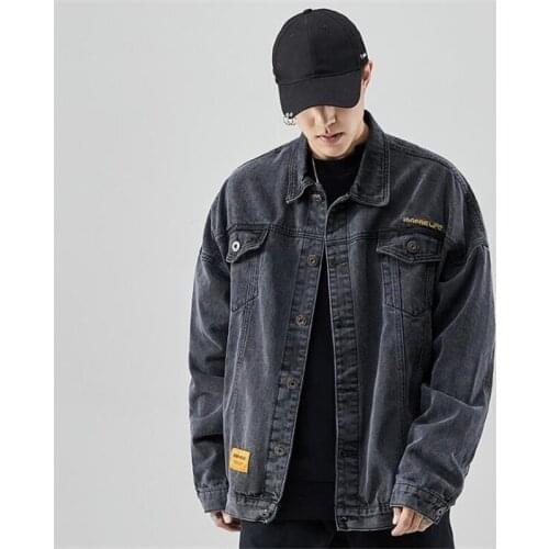 Pop Denim Jacket Men Spring Autumn Vogue Vintage Hip Hop Cowboy Jackets Streetwear Mens Loose Casacas Para Hombre clothes