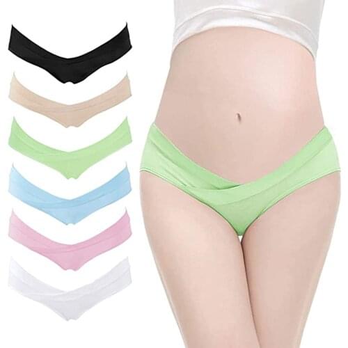 Cotton Women Underwear Panties Maternity Knickers Low Waist V Shaped Thong Sexy String Pregnancy Postpartum Panties Low-rise