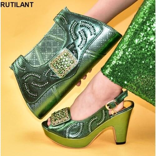 Italian Shoes with Matching Bags Latest Design High Quality African Party Wedding Shoes Matching Shoes and Bag Set In Heels