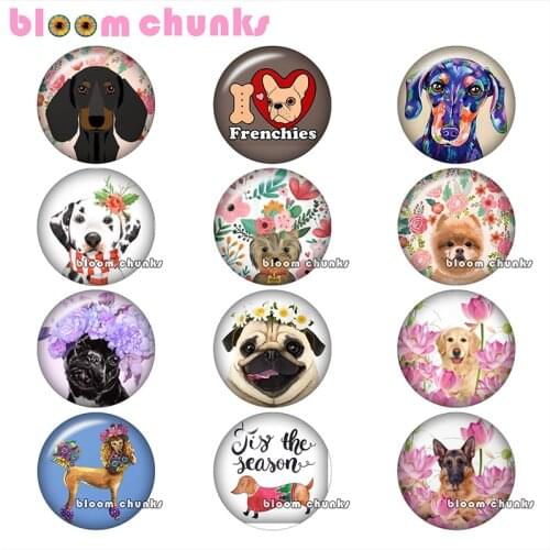 Cabochon flower dog Round photo glass demo flat back Making findings 12mm/18mm/20mm/25mm A8189