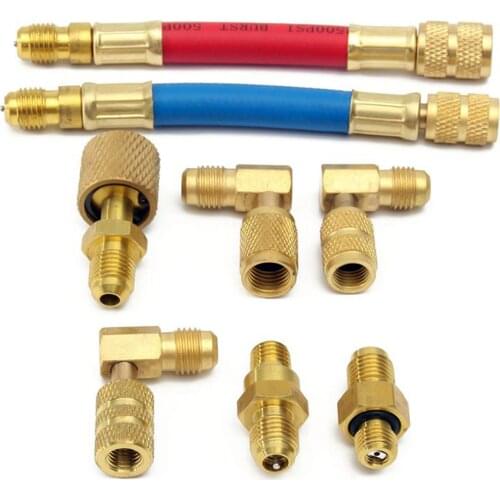 KKmoon 8pcs Car AC Air Conditioner Refrigeration Adapter Automobile Air Conditioning Refrigeration Repair Tool Connector Adapter