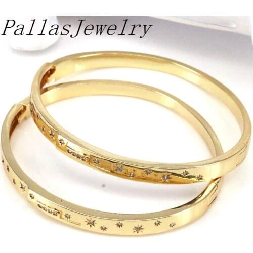 3Pcs Vintage Cubic Flower Bangle For Women Statement Charm Zirconia Bracelets & Bangles gold plating Jewelry 2021 Trendy Jewelry