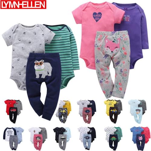 3pcs Newborn Infant Baby Girls Clothes Long Short Sleeves Bodysuit T-shirt Tops + Pants Leggings Outfit Set
