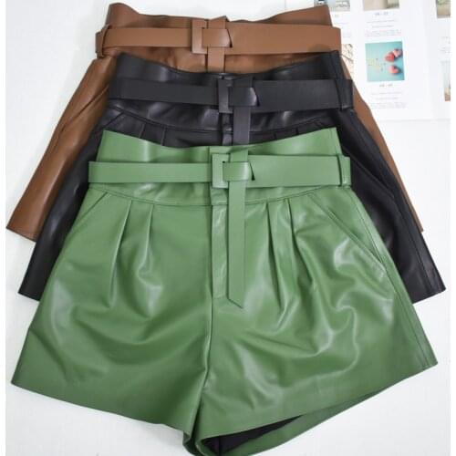 2020FW Autumn High Quality Women Genuine Leather Sheepskin Short Pants For Ladies 3 Color