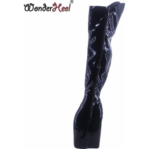 Wonderheel 2021 high heel 23cm wedges heel platform Over Knee Fetish Patent leather Nightclub Super Girl Fashion Crotch Boots