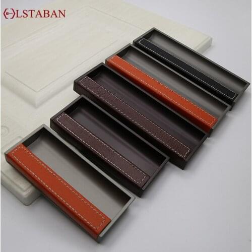LSTABAN Light Luxury Simple Embedded Sliding Door Slotted Leather Concealed Knob Cabinet Drawer Furniture Handle Accessories