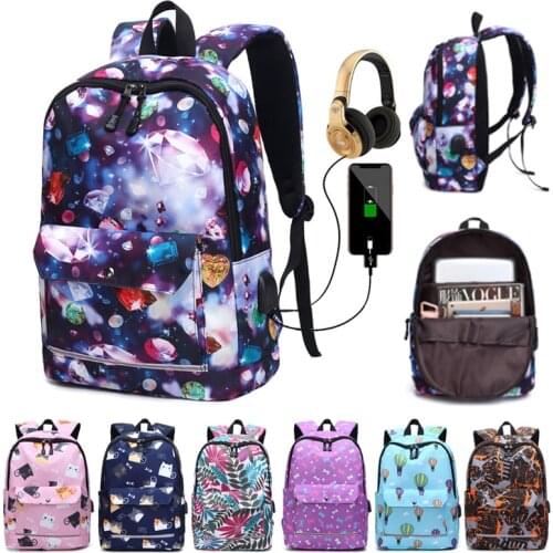 Fashion Casual Backpack for Girls Teenage School Backpack Women Bagpack Big Backpack with USB Charging Port College Bookbag