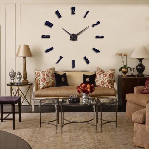 3D DIY Number Wall Clock Giant Simple Mirror Acrylic Decorative Mute Murals Sticker Clocks Living Room Home Decor Modern Design