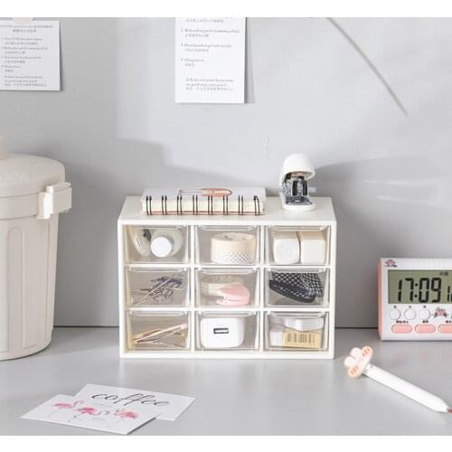 Desktop 9-Grid Desktop Storage Box Jewelry Drawer Pearl Beads Storage Boxes Plastic Cosmetic Earrings Makeup Container Organizer