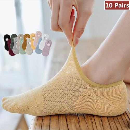 10 Pairs Combed Cotton Japanese Harajuku Women Socks Slippers Summer Fashion Cute Women Casual Socks Size35-40