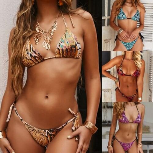 New 2020 Sexy Women Leopard Push-up Padded Bra Bandage Bikini Set Swimsuit Triangle Swimwear Bathing