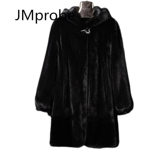 New Women Large Size Balck Man-Made Mink Fur Coas Long Section Casual Female Faux Fur Overcoats Casaco De Pelo Fur Clothes Cj51
