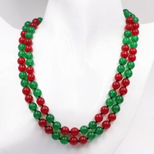 Bohemia Style Long Beads Strand Necklace for Women Natural Stone Jades 8mm Round Jaspers Chalcedony Necklaces Jewelry 36inchA558