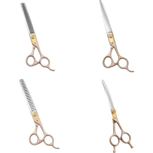 7 Inch Rose Gold Japanese Stainless Steel 440C Barber Hair Cutting Thinning Curved Scissors For Pet Grooming