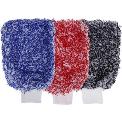 2 In1 Ultrafine Fiber Car Washing Glove Microfiber Hand Towel Cloth Mitt Soft Mesh Backing No Scratch For Car Wash And Cleaning