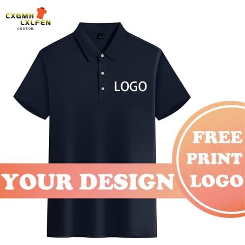 Men and women can wear POLO shirt 8-color high-end custom logo casual tide shirt collar lapel printing DIY text