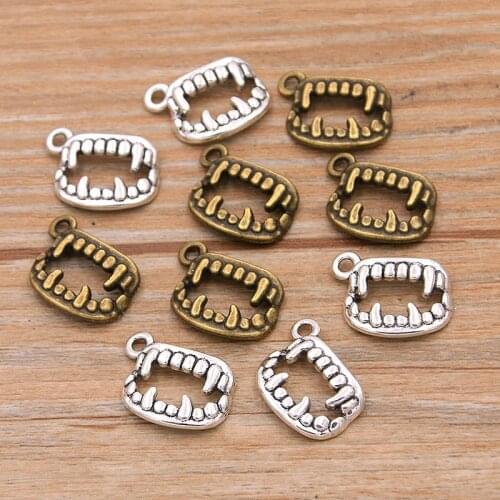 30PCS 11X16mm 2 Color Hollow Charms Tooth Lips Pendant Jewelry Metal Alloy DIY Necklace Bracelet Earrings Handwork Marking