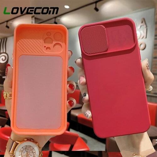 Slide Lens Camera Protection Candy Color Phone Case For iPhone 11 12 Pro Max XS Max XR X 8 7 Plus Shockproof Soft Silicon Cover