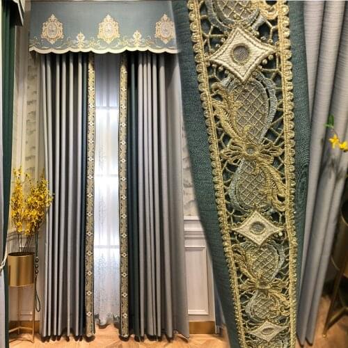 Top royal aristocratic 4D embossed luxury Blackout Living Room Curtains Classic flower high quality villa Curtain for Bedroom