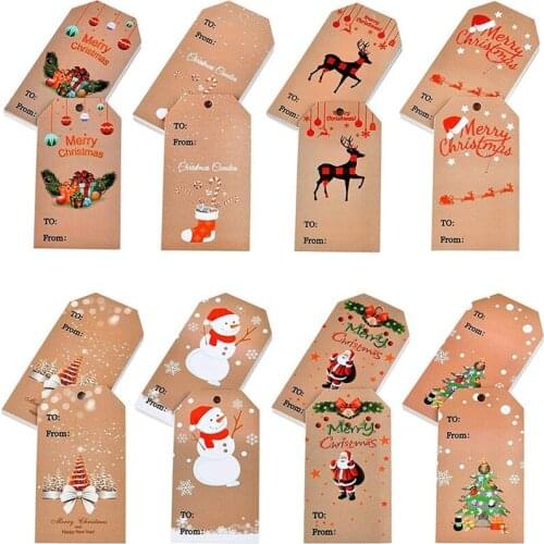 100pcs Christmas Kraft Paper Card Greeting Label Packaging Hang Tag Decor Crafts Diy Sign Sticker Hanging Cards Vintage Labels