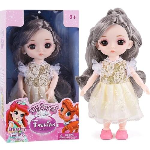 16cm Dress Up Bjd Doll Princess Set Children Play House Gift Box Decoration Girl Toy