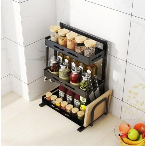 Spice Kitchen Storage Rack Stainless Steel Closet Desktop Multi Layer Storage Rack Multifunction Etagere Household Items DG50SR