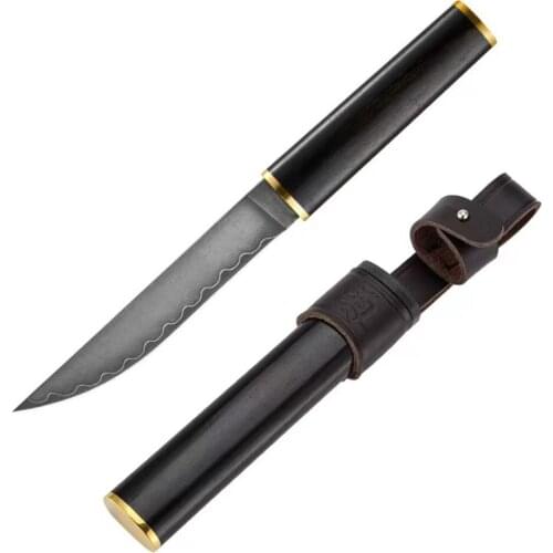 62 HRC VG10 Tactical Knife Fixed Blade Japanese Knife Ebony Handle Outdoor Hunting Straight Sharp Knife Samurai Sword Classic