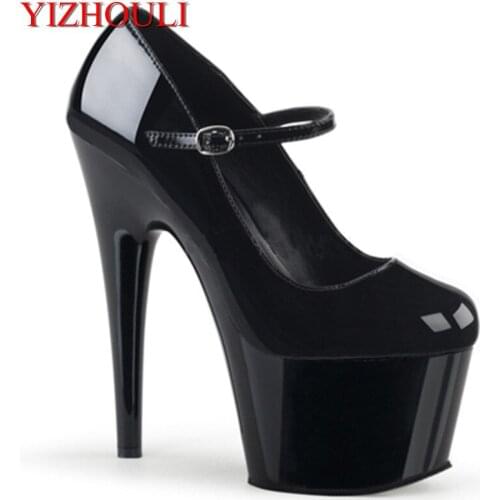 Lacquer thick bottom sexy dancing shoes 17 cm high heels, stage show woman pole dancing shoes