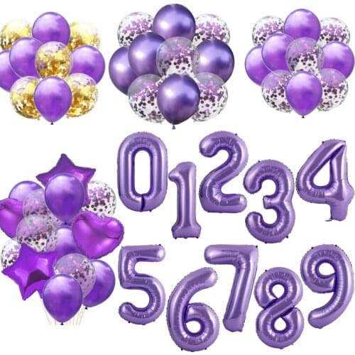 40inch Purple Foil Number Balloons Latex Happy Birthday Party Decor Balloon Adult/Kid Baby Shower/Wedding Decoration Supplies