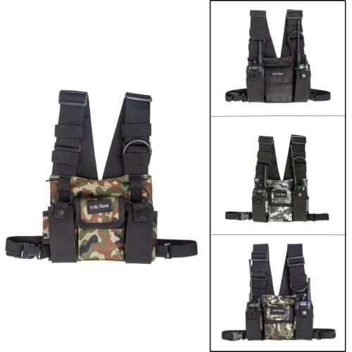 Universal Hands-Free Radio Vest Chest Rig Harness Bag Holster for Two Way Radio Multifunction Universal Radio Chest Harness Bag