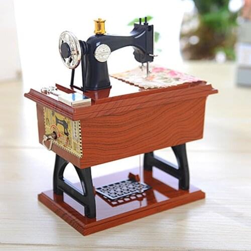 Vintage Music Box Mini Sewing Machine Style Mechanical Birthday Gift Table Decor Leisure durable practical Convenience Home