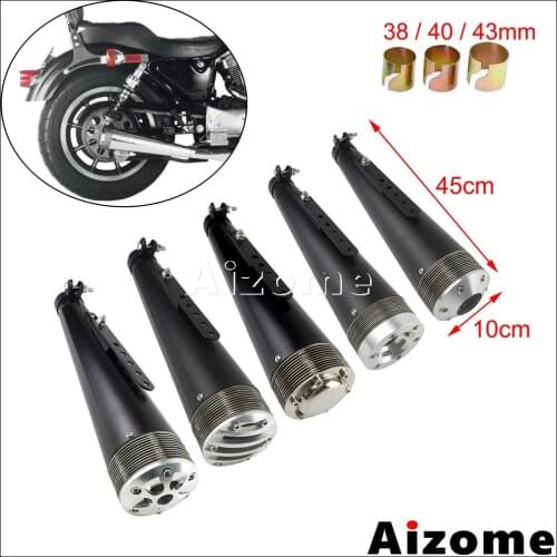 Motorcycle Stainless Steel Exhaust Muffler Pipe Retro Exhaust Silencer For Harley Honda Yamaha Suzuki BMW Street Bike Cafe Racer