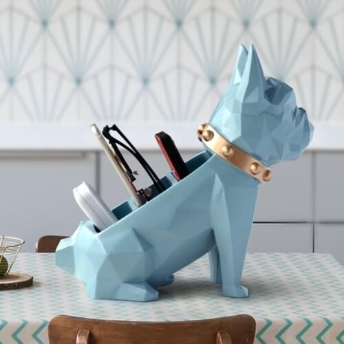STORAGE BOX FOR HOME DECOR OFFICE MOBILE PHONE TOOLS CONTROL ORGANIZER RESIN DOG STATUE FIGURINE FOR TABLETOP DESKTOP HOLDER