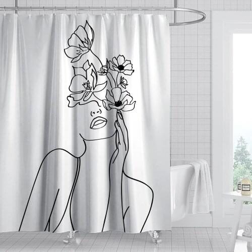 Shower Curtains Small Lines 3D Print Waterproof Shower Curtain Bathroom Curtains Bath Screen Bathroom Decor With Hooks