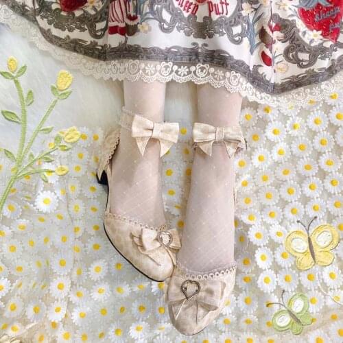 Japanese sweet lolita shoes kawaii girl tea party princess kawaii shoes pointed retro lace bowknot women shoes loli cosplay cos