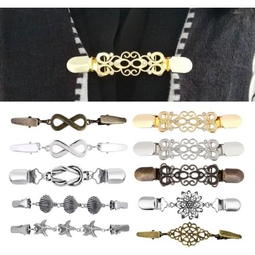 Vintage Alloy Cardigan Clip Women Sweater Blouse Shawl Clips Shirt Pins Zinc Alloy Women Cardigan Clips Collar Clamp