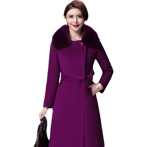 Woman Wool Fur Coat Jackets Female Fashion Women Woolen Long Coats High-end Elegant Long Slim Winter Jacket Femininos Plus Size