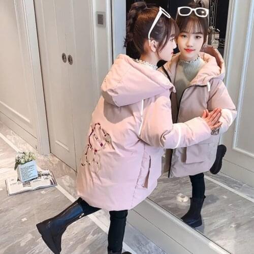 Winter Baby Girls Cotton Padding Long Coat Outerwear Warm Girls Parkas Teenage Girls Jackets Kids Clothes Winter jacket 3-12Year