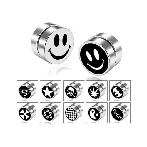 1 Peice Mens Women Stainless Steel Circle Magnetic Clip Earrings Magnet Fake No Piercing Clip On Unisex ear Jewelry