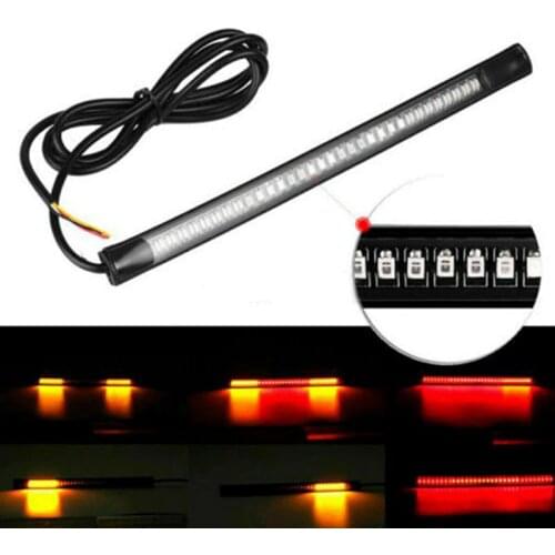1PC 12v Flexible 48 SMD LED Strip Motorcycle Tail Light Soft Rubber Strip Lamp Motorbike Car Turn Signal Flashing Stop Light