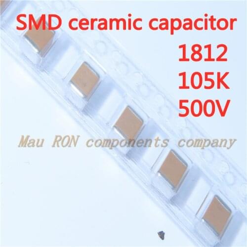 10PCS/LOT SMD ceramic capacitor 1812 1UF 105K 400V 450V 500V X7R X7R 10% high voltage non-polar