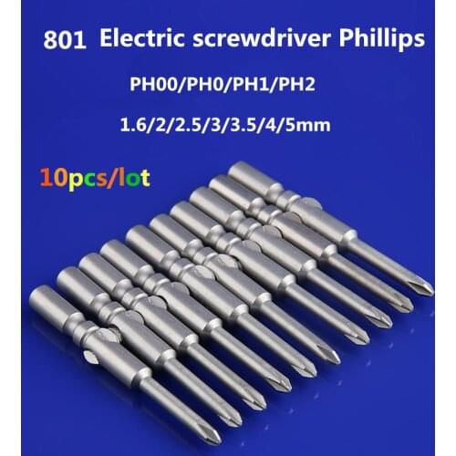 10pcs/lot Dia. 5mm length 60mm S2 Strong magnetic 801 Electric screwdriver Phillips Electric screw driver Free shipping