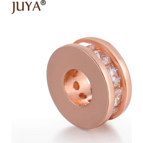 Supplies For Jewelry 10PCS Wholesale Inlay Cubic Zirconia Rhinestone 10mm Copper Spacer Beads For Jewelry Making Beads Findings