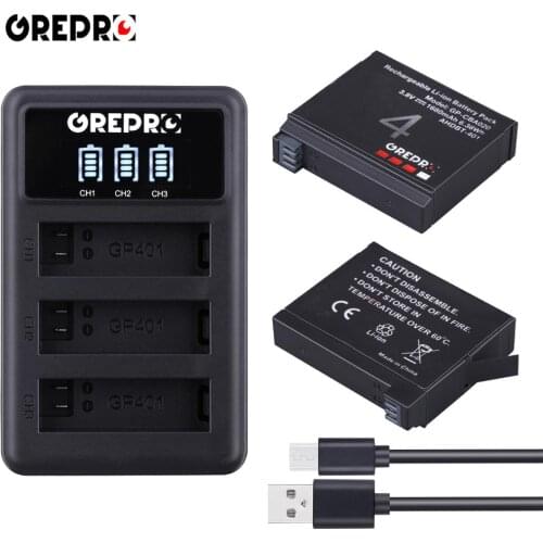 2Pcs 1680mAh AHDBT-401 battery +LED 3 Slots Charger for GoPro AHDBT-401, GoPro HERO4 black, GoPro HERO4 Silver Action Camera