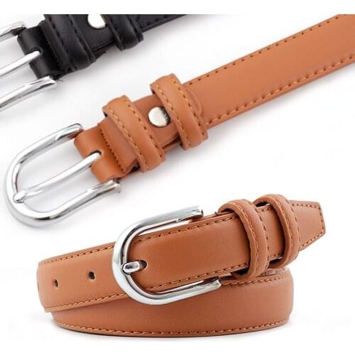 2019 Female PU Leather Belts with Metal Silver Pin Buckle Women Harajuku Style Luxury Waist Strap Thin Jeans Dress Fashion Belt