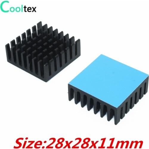 10pcs Aluminum Heatsink Radiator Cooling 28x28x11mm Heat Sink For Electronic Chip IC LED With Thermal Conductive Tape