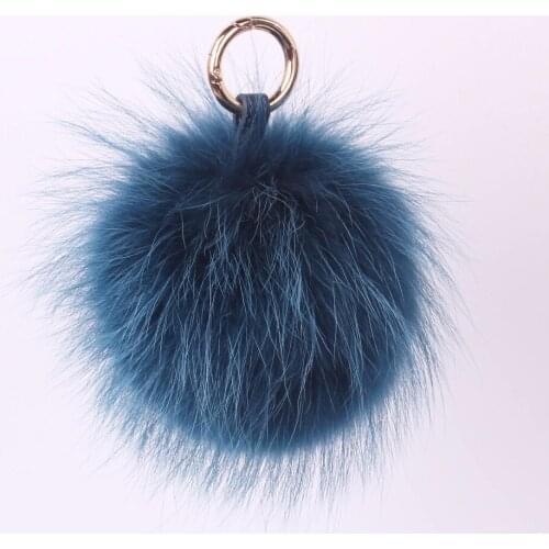Large raccoon fox fur ball Keychain Plush bag pendant jewelry Automobile key holder chain pompom wow