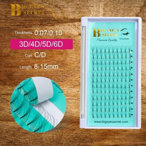 Big eyes secret 12 Lines 3D-6D Premade Volume Fans Russian Volume Eyelash Black Faux Mink Premium Eyelash Extension