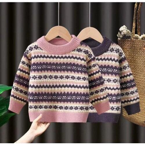 Girls Sweater Kids Coat Outwear 2021 New Plus Velvet Thicken Warm Winter Autumn Tops Fleece Christmas Childrens Clothing