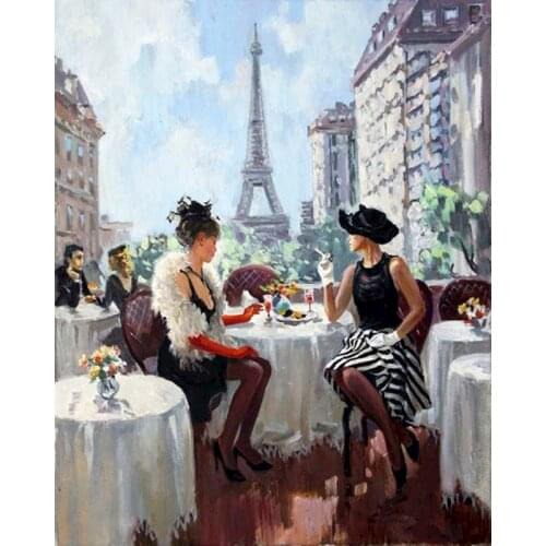 GATYZTORY Frame Diy Painting By Numbers Wall Art Canvas Painting Paris Street Acrylic Paint By Numbers Kit For Home Decoration